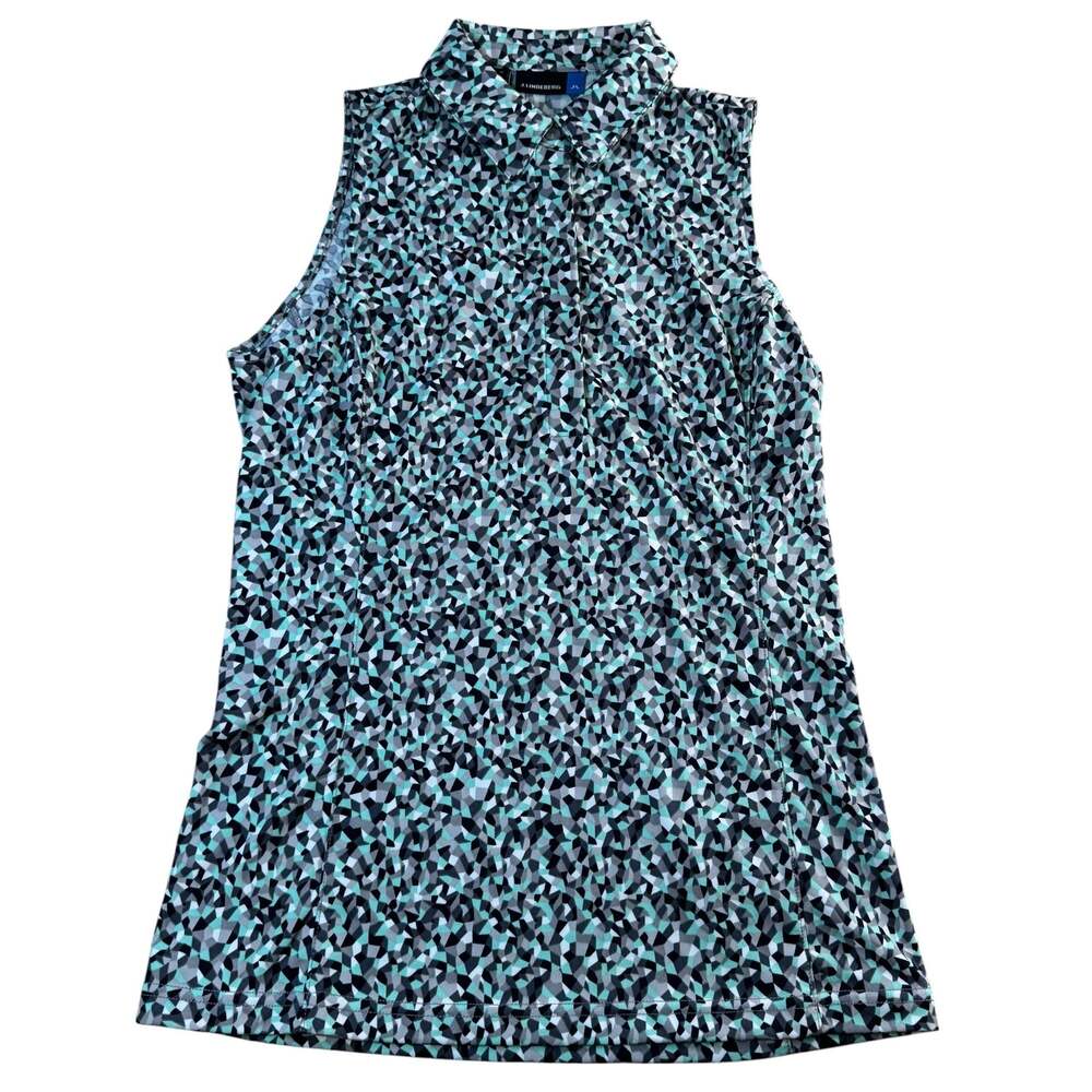 J.Lindeberg Geometric Print Sleeveless Golf Polo Top Size M